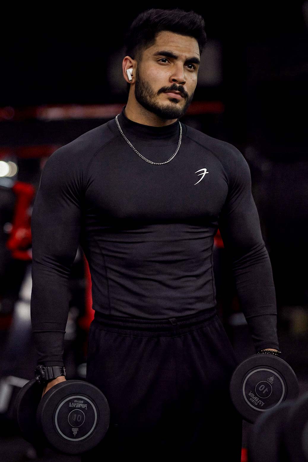 High Neck Compression Full Sleeves T-shirt Black