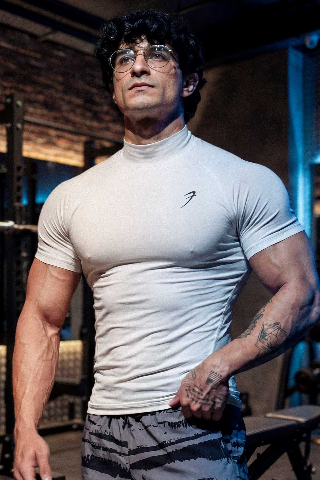 High Neck Compression T-shirt White