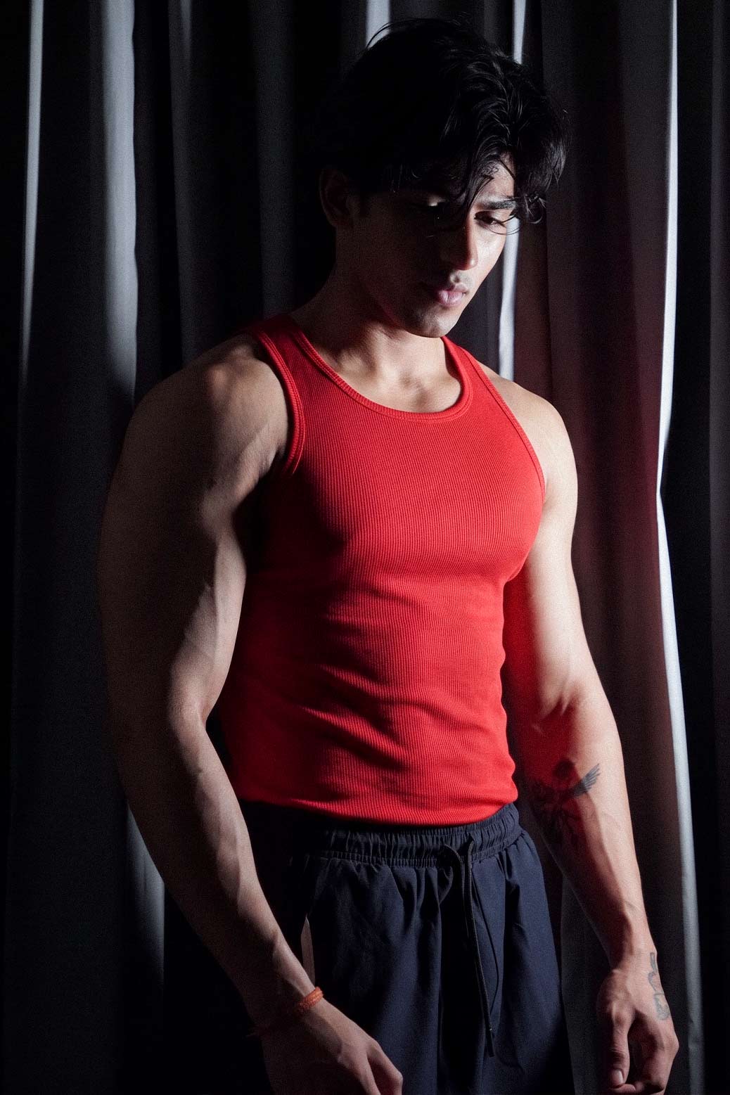 Essential Ribbed Tank Red