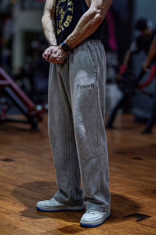 Shadow Washed Straight Tracks Light Grey