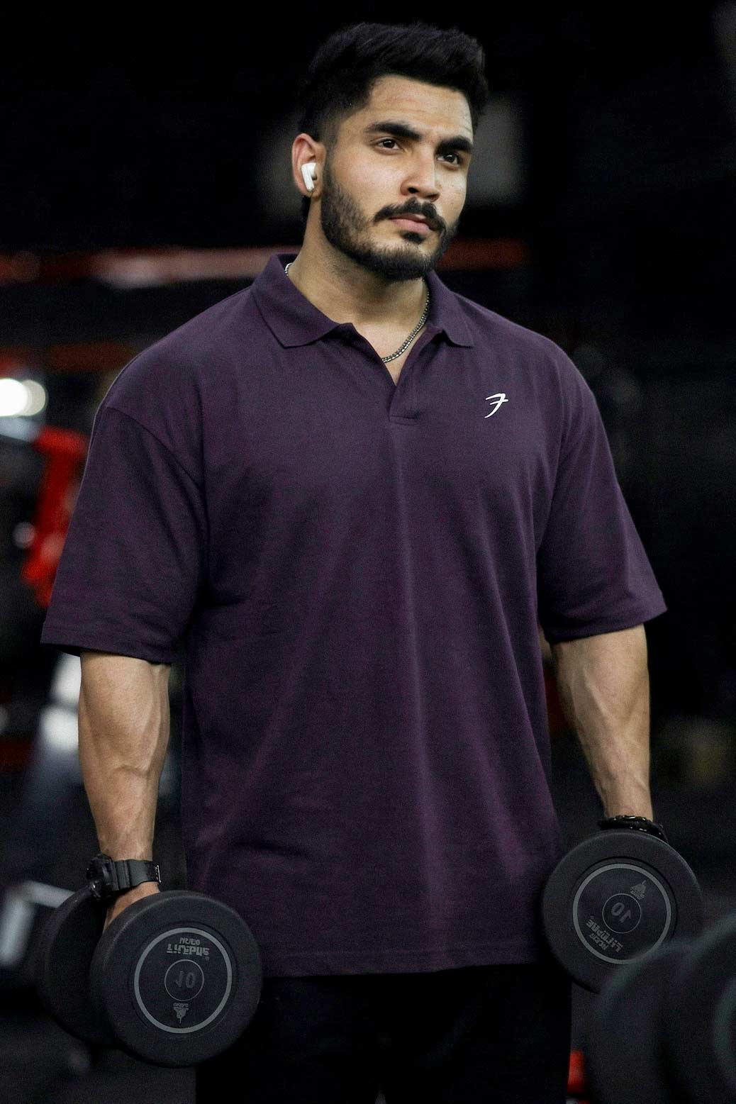 Noir Oversized Polo T-shirt Plum