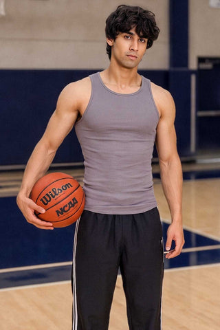 Essential Ribbed Tank Grey