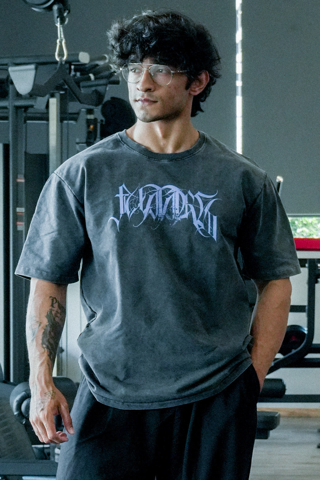 Skull Washed Oversized T-shirt Dark Grey