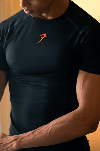 Compression T-shirt Black / Orange Logo