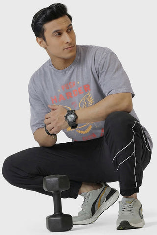 Push Harder Washed Oversized T-shirt Light Grey