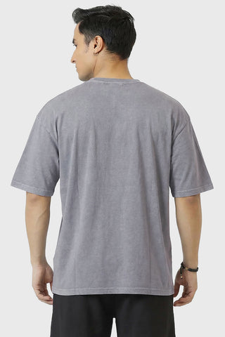 Push Harder Washed Oversized T-shirt Light Grey