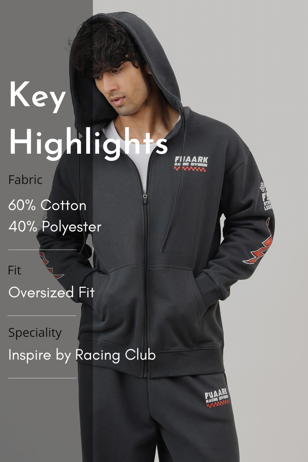 Fuaark Racing Division Oversized Jacket Dark Grey