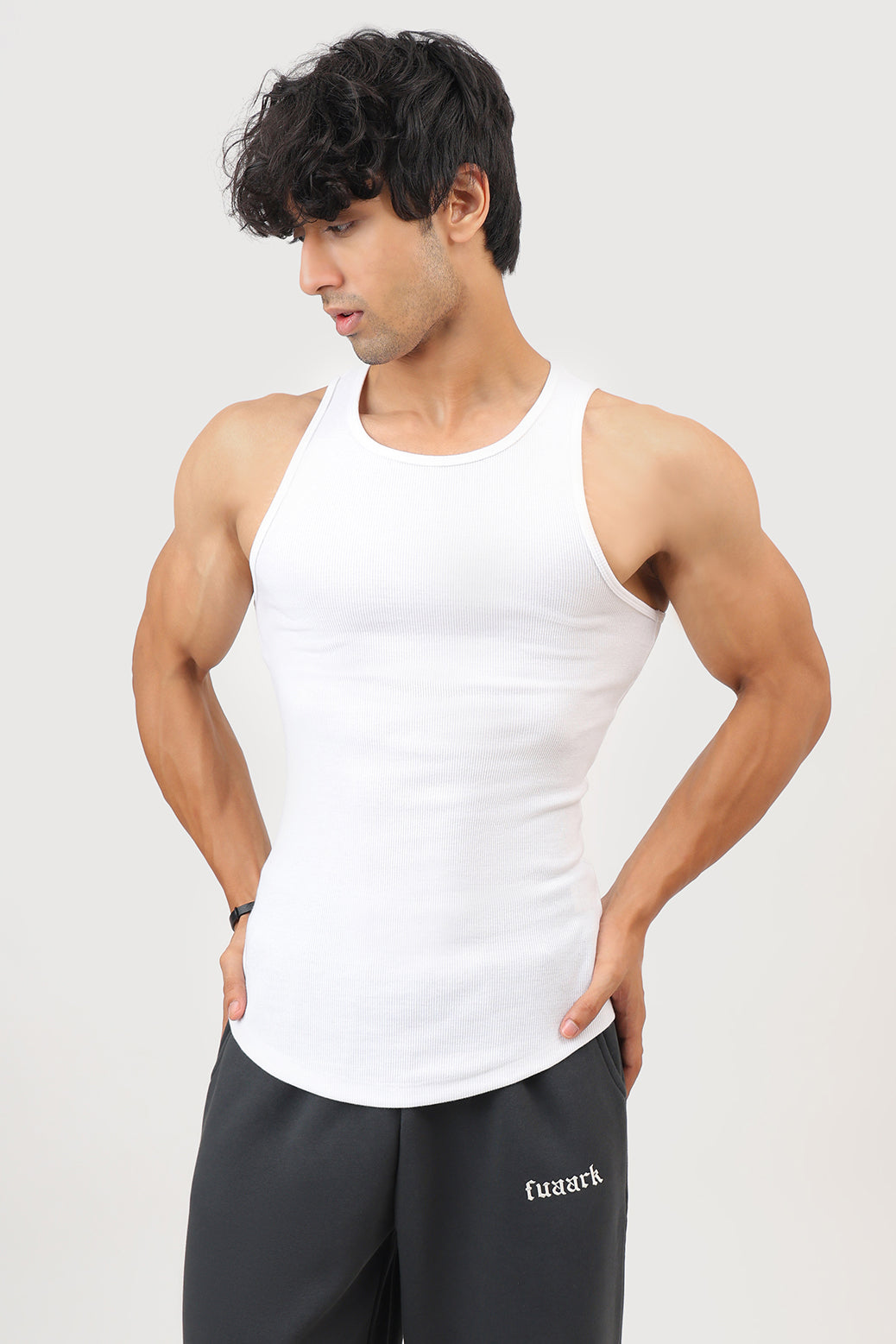 Essential Ribbed Tank White