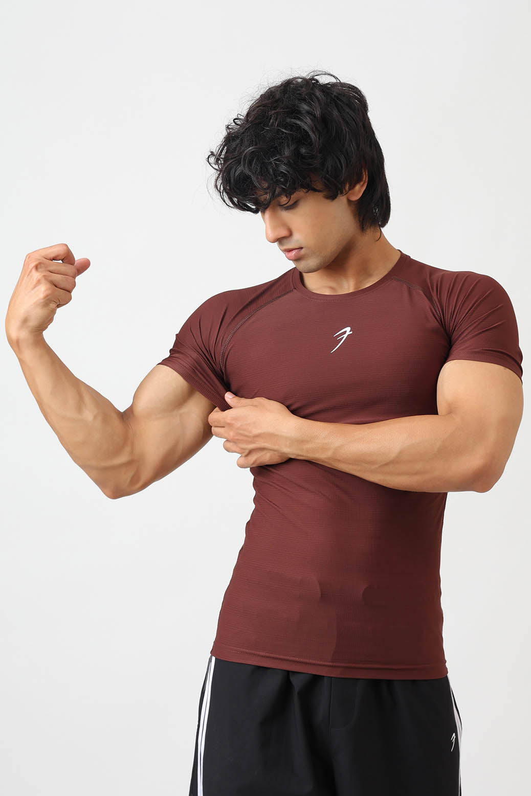 Structure Compression T-shirt Brown
