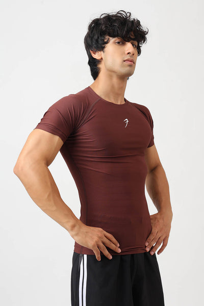 Structure Compression T-shirt Brown