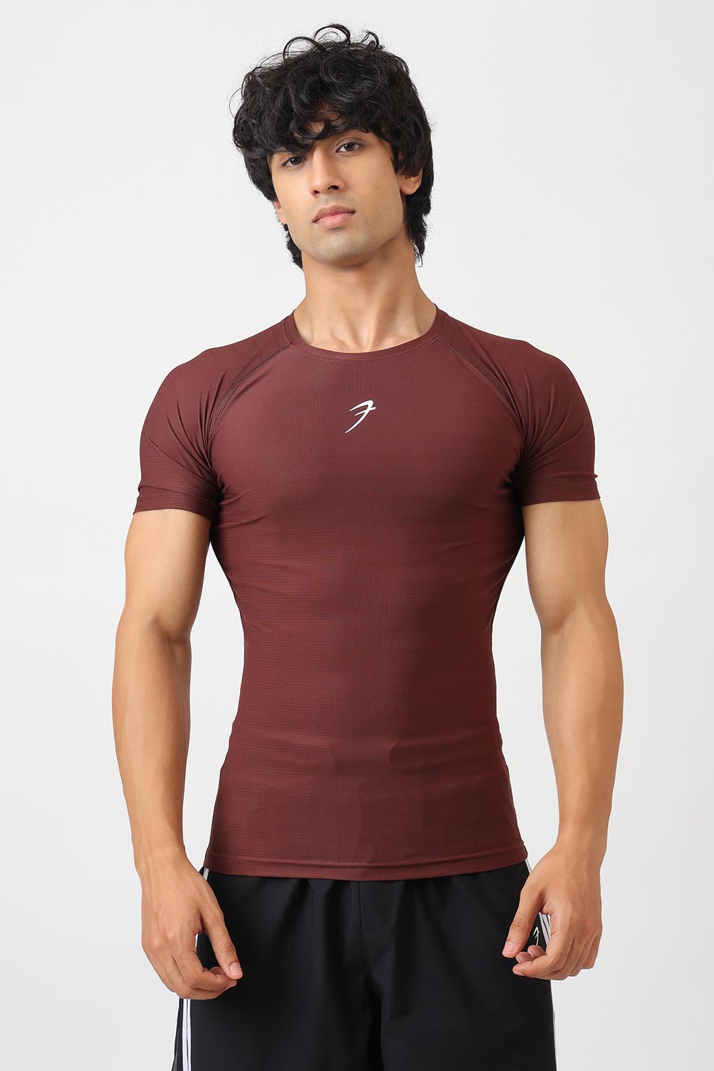 Structure Compression T-shirt Brown
