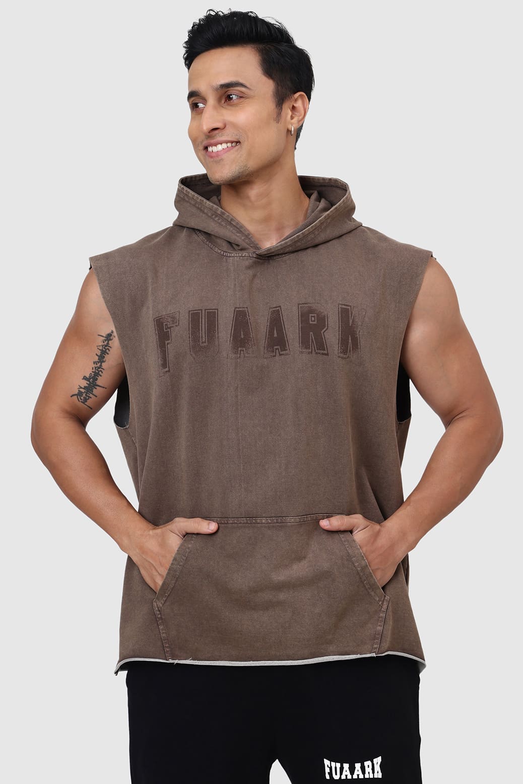 Shadow Washed Capsleeves Hoodie Brown