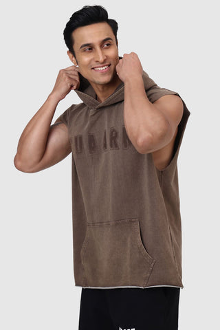 Shadow Washed Capsleeves Hoodie Brown