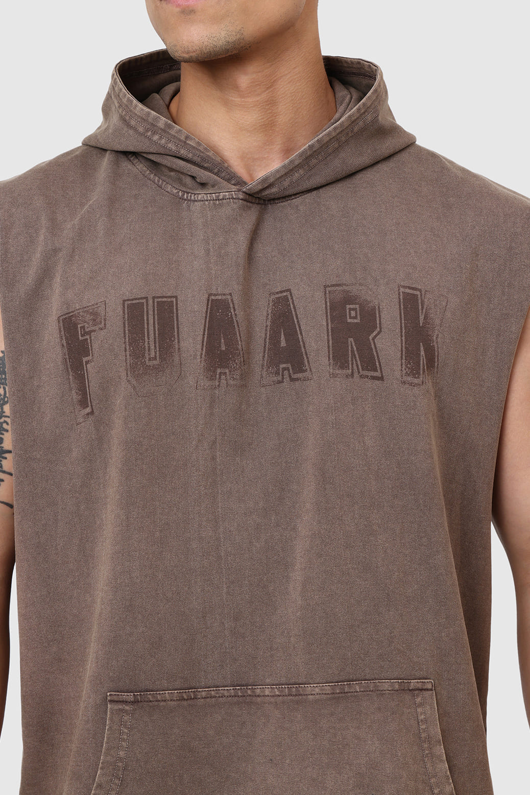 Shadow Washed Capsleeves Hoodie Brown