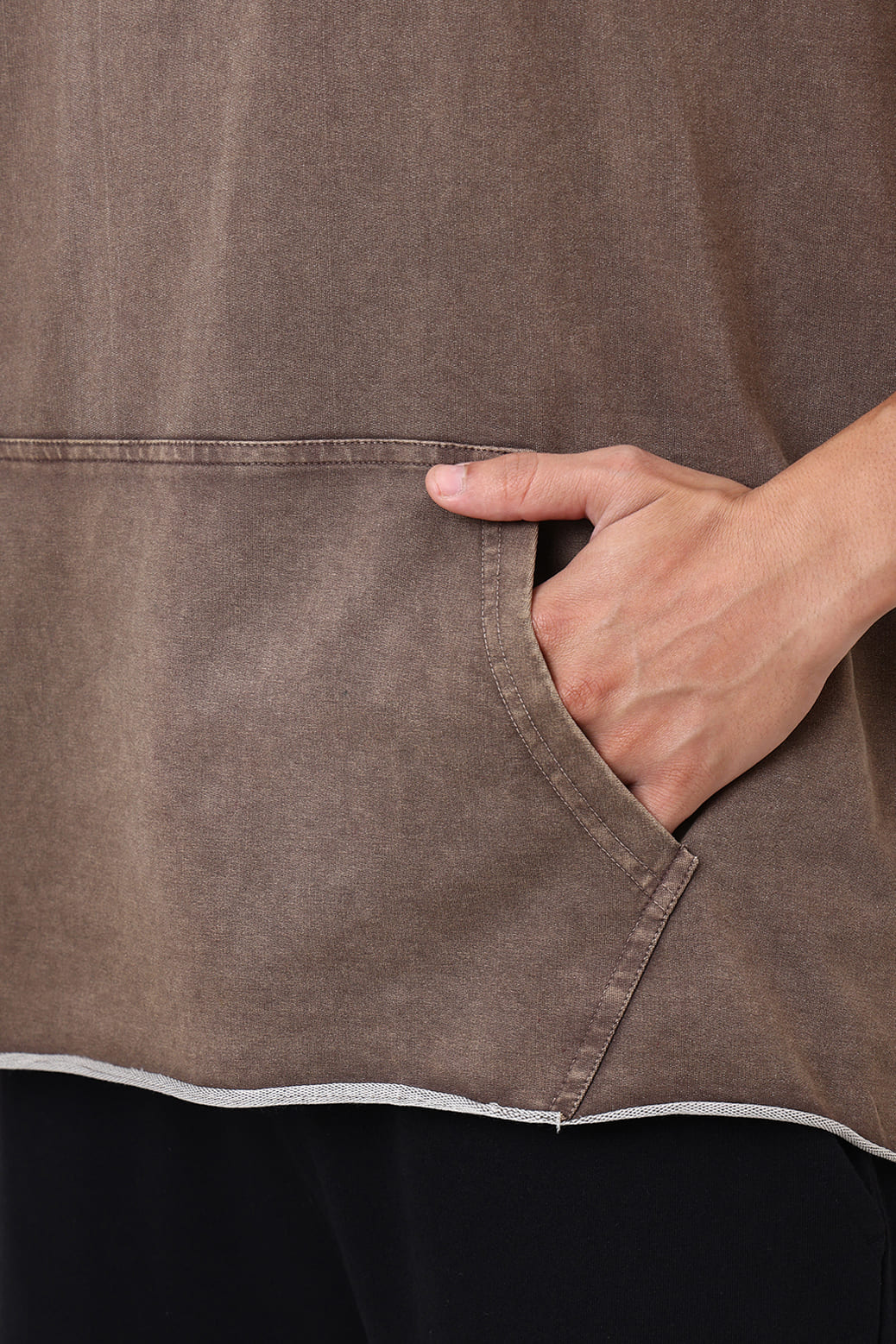 Shadow Washed Capsleeves Hoodie Brown