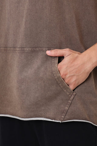 Shadow Washed Capsleeves Hoodie Brown