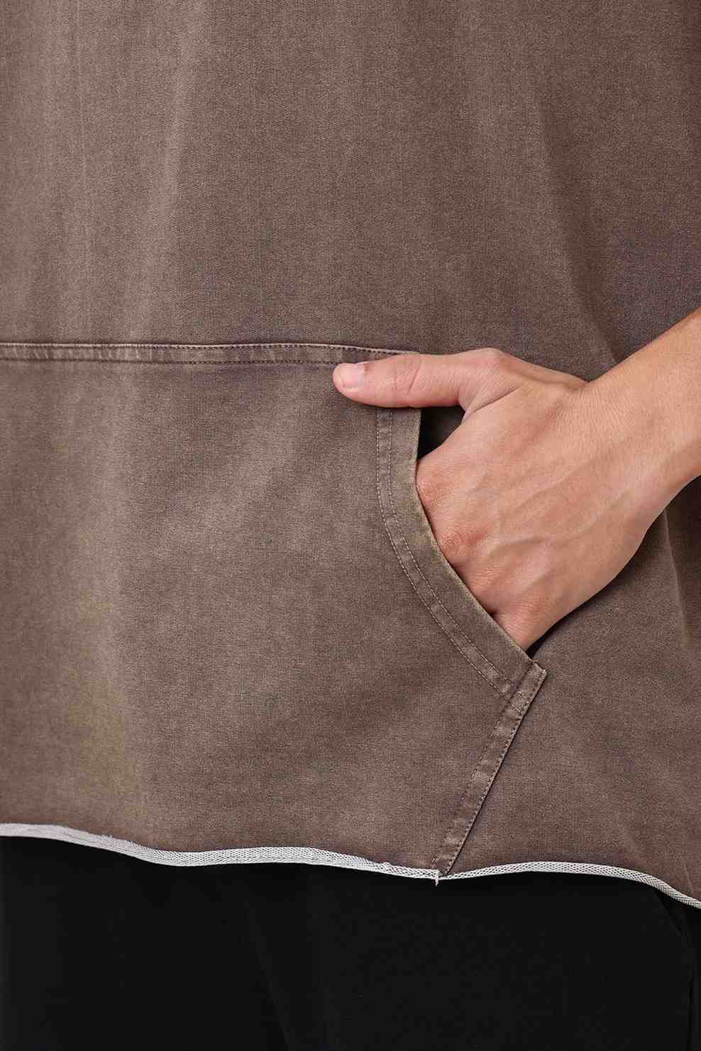 Shadow Washed Capsleeves Hoodie Brown