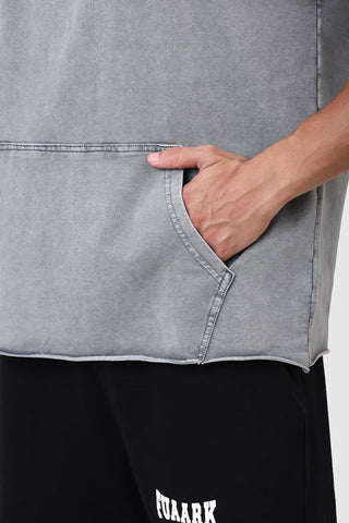 Shadow Washed Capsleeves Hoodie Light Grey