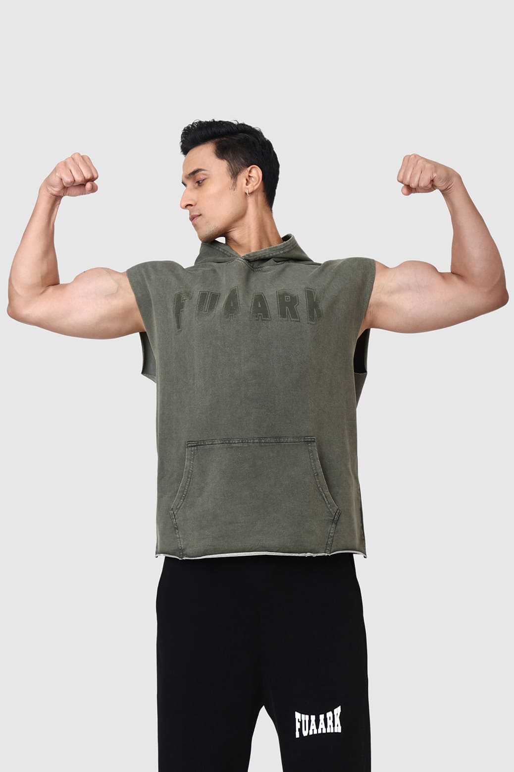 Shadow Washed Capsleeves Hoodie Olive