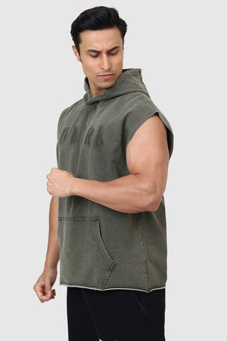 Shadow Washed Capsleeves Hoodie Olive