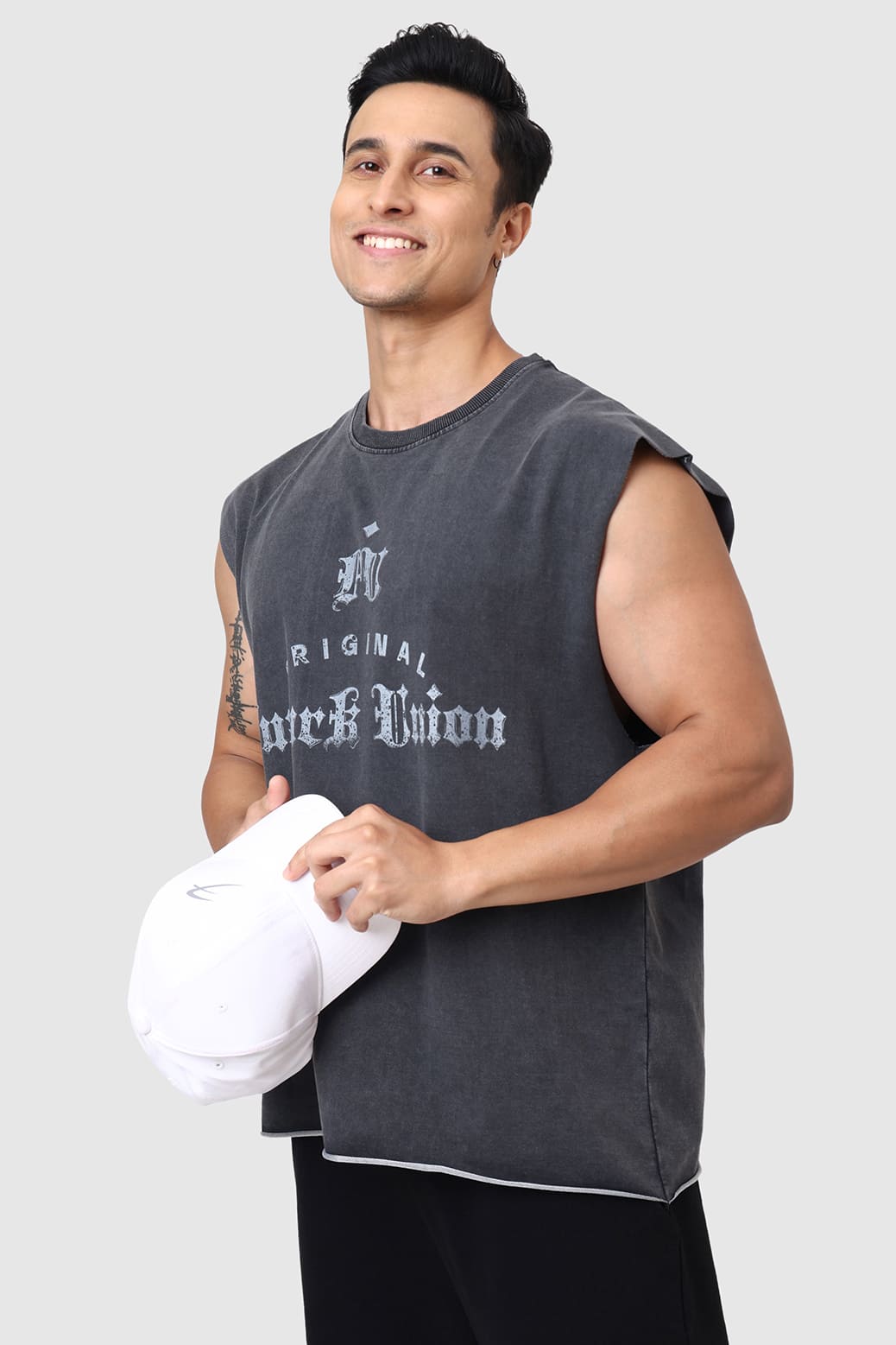 Shadow Washed Capsleeves Tank Dark Grey