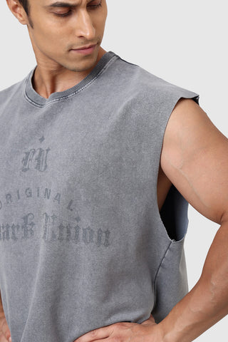 Shadow Washed Capsleeves Tank Light Grey