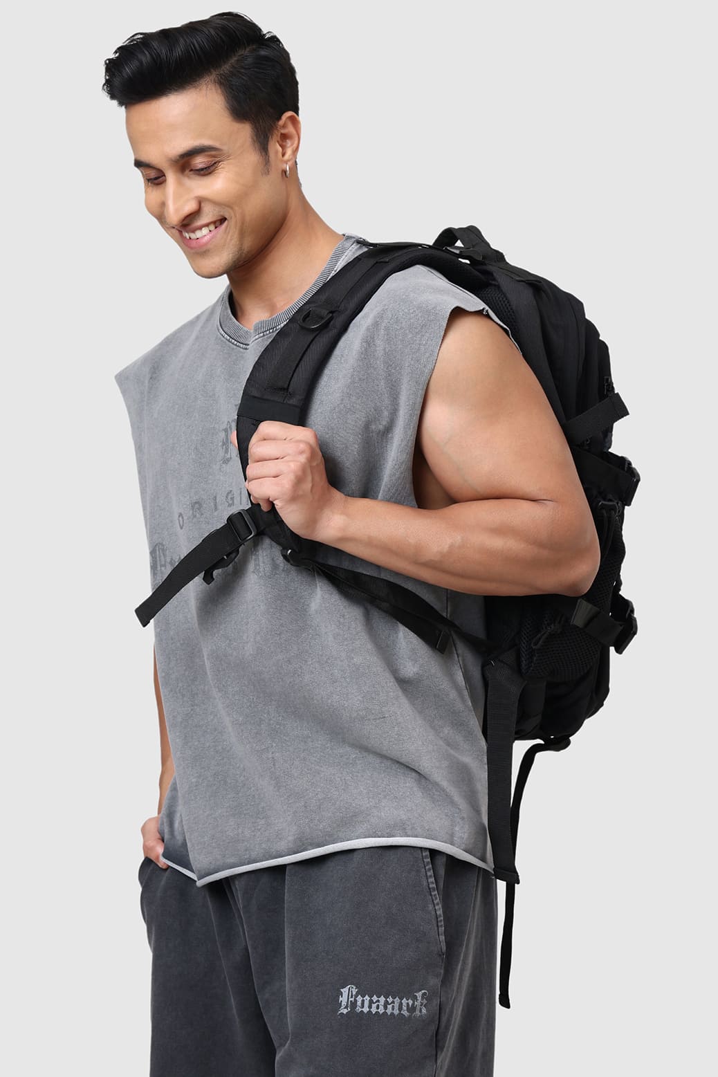 Shadow Washed Capsleeves Tank Light Grey