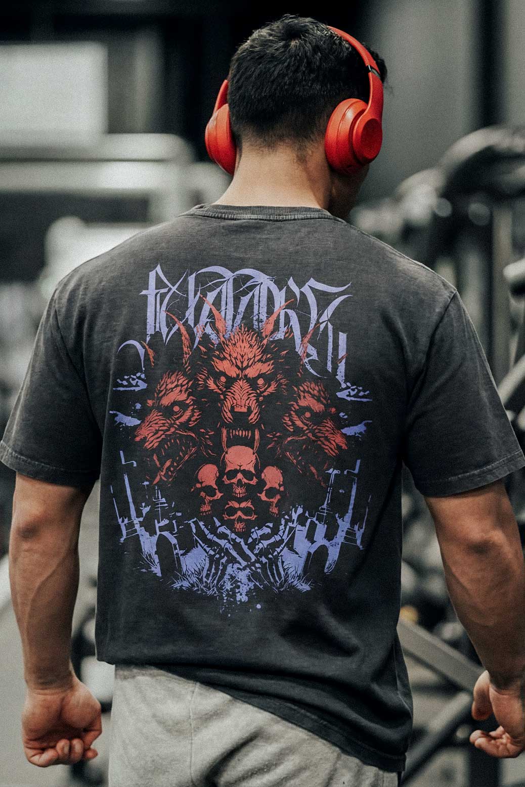 Skull Washed Oversized T-shirt Dark Grey