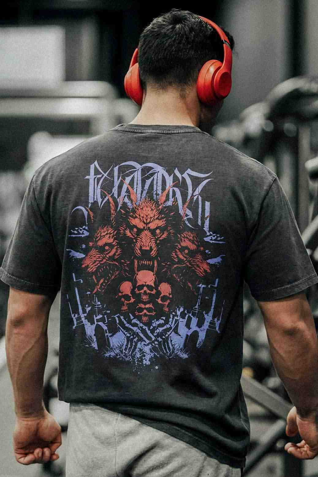 Skull Washed Oversized T-shirt Dark Grey