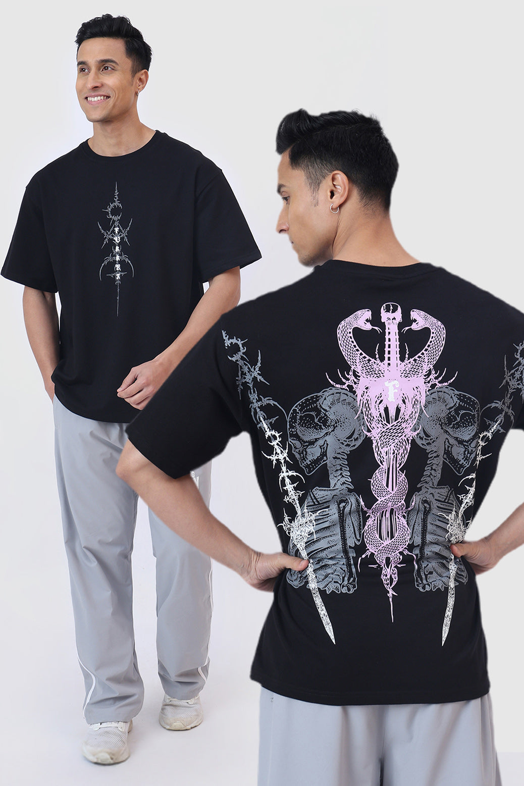 Twin Sword Oversized  T-shirt Black