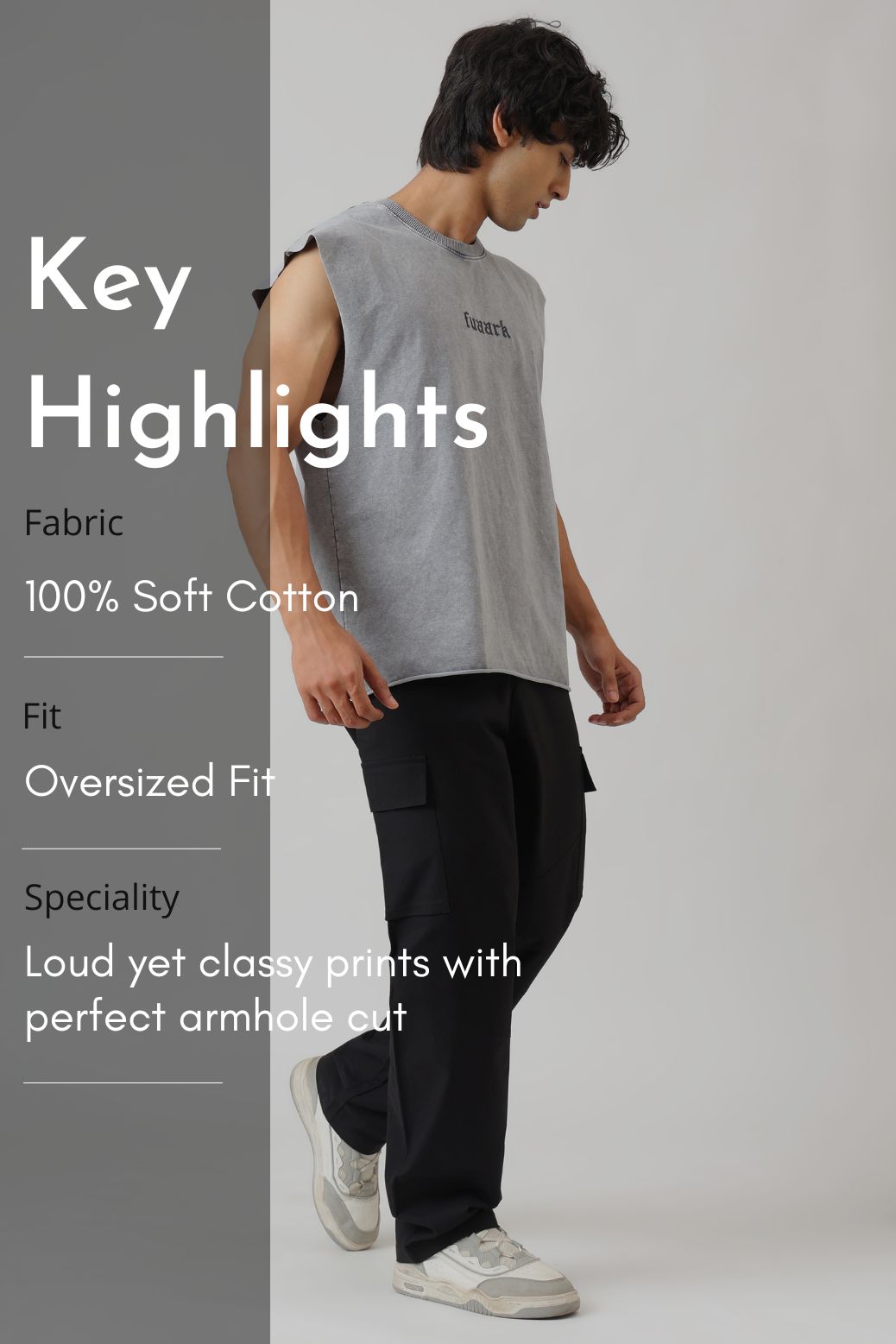 Blackout Washed Capsleeves Tank Light Grey