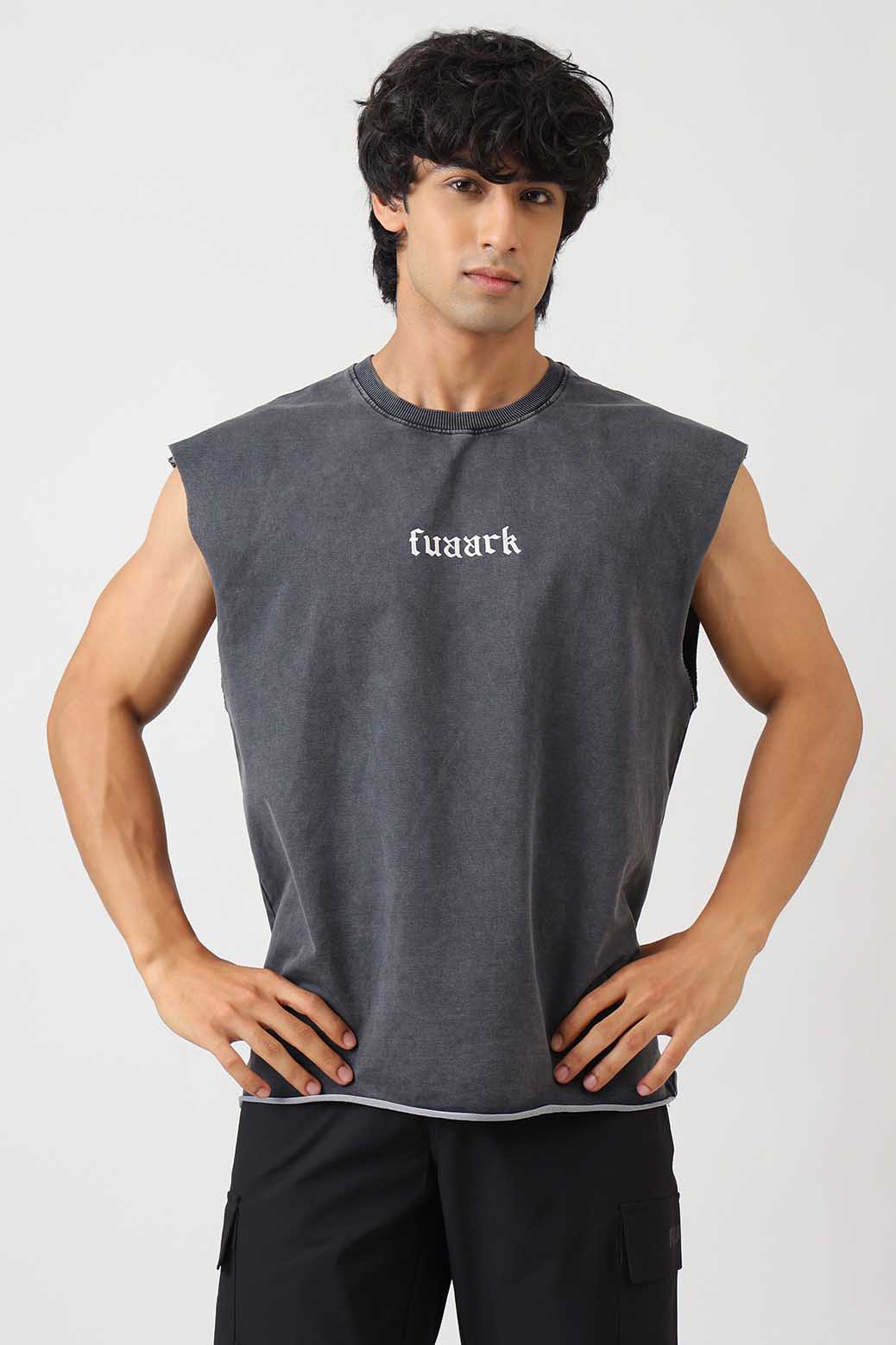 Blackout Washed Capsleeves Tank Dark Grey