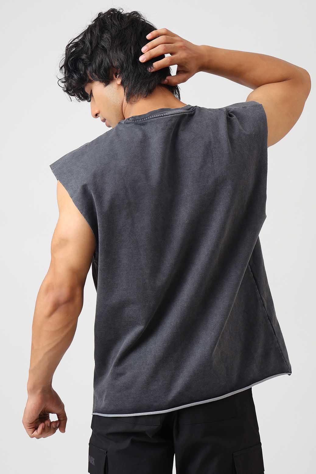 Blackout Washed Capsleeves Tank Dark Grey
