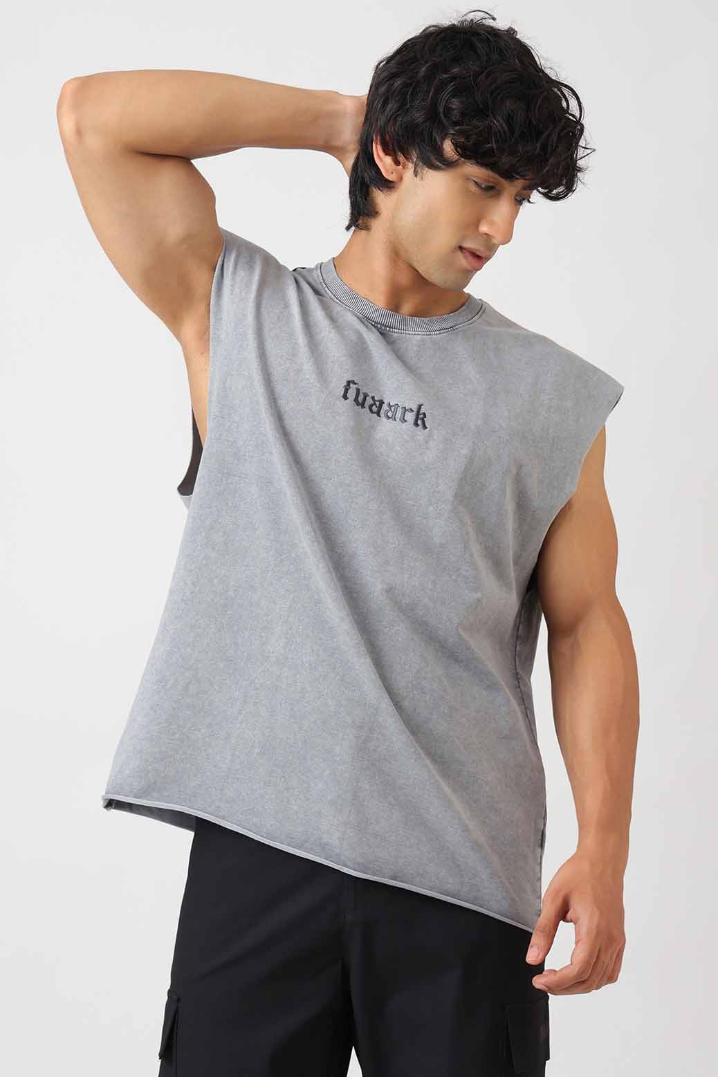 Blackout Washed Capsleeves Tank Light Grey