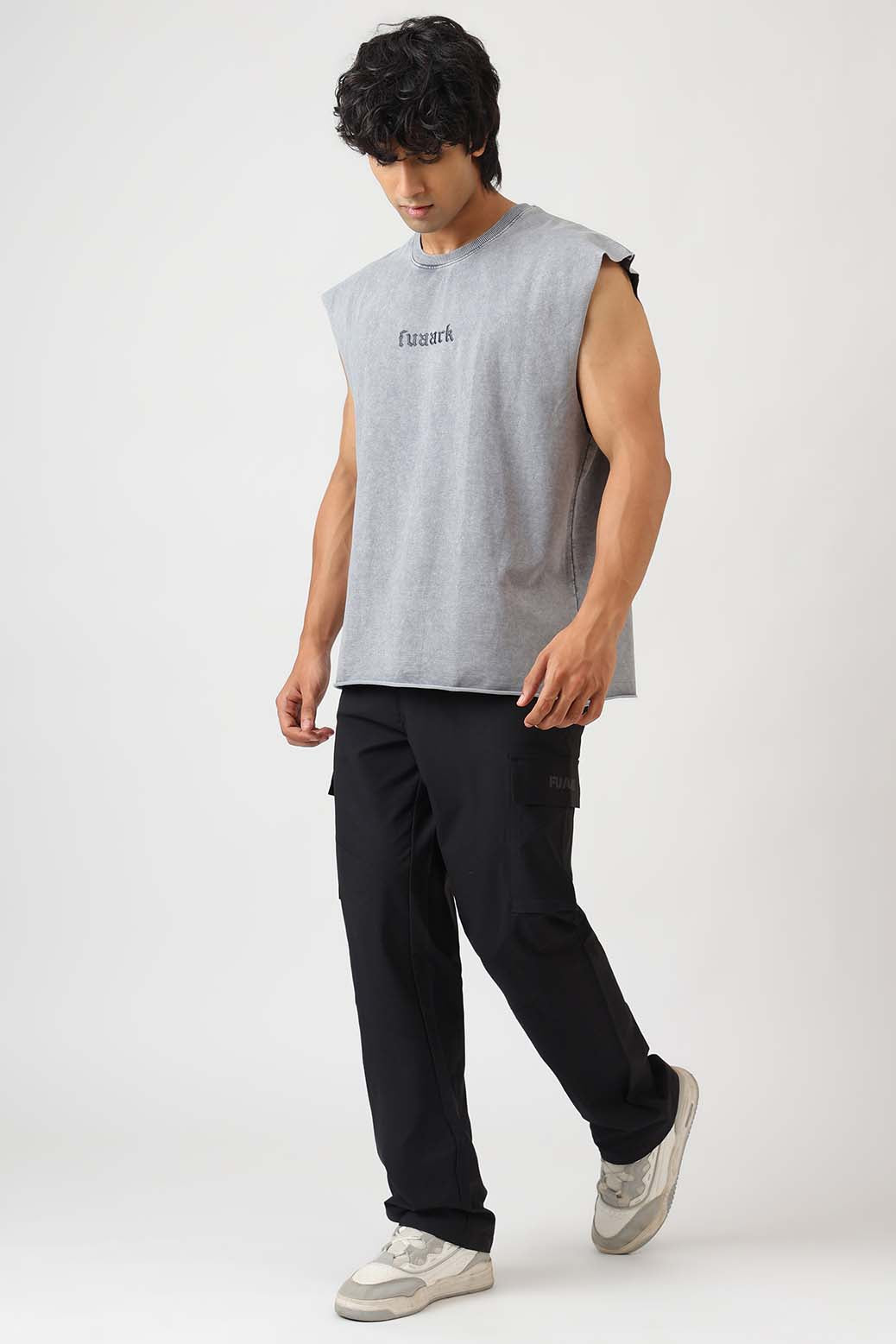 Blackout Washed Capsleeves Tank Light Grey