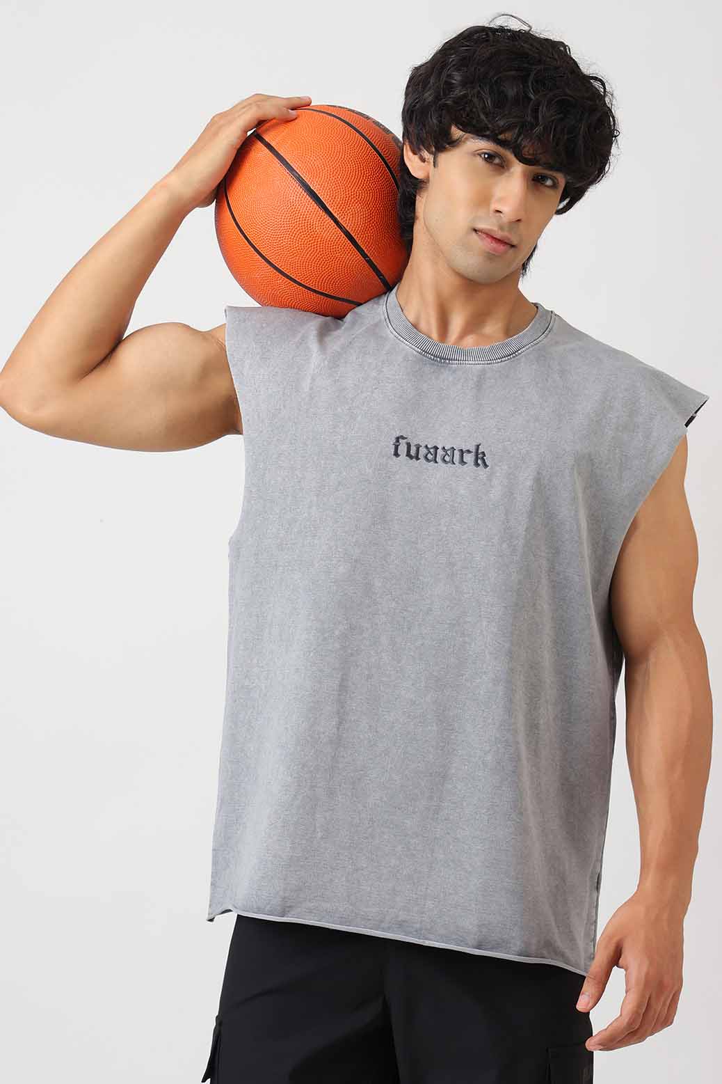 Blackout Washed Capsleeves Tank Light Grey