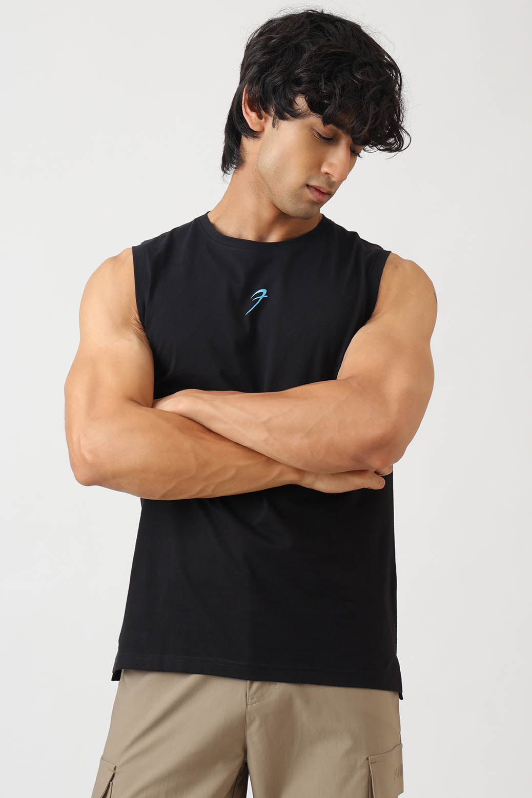 Built Strong Muscle Tank Black/Blue