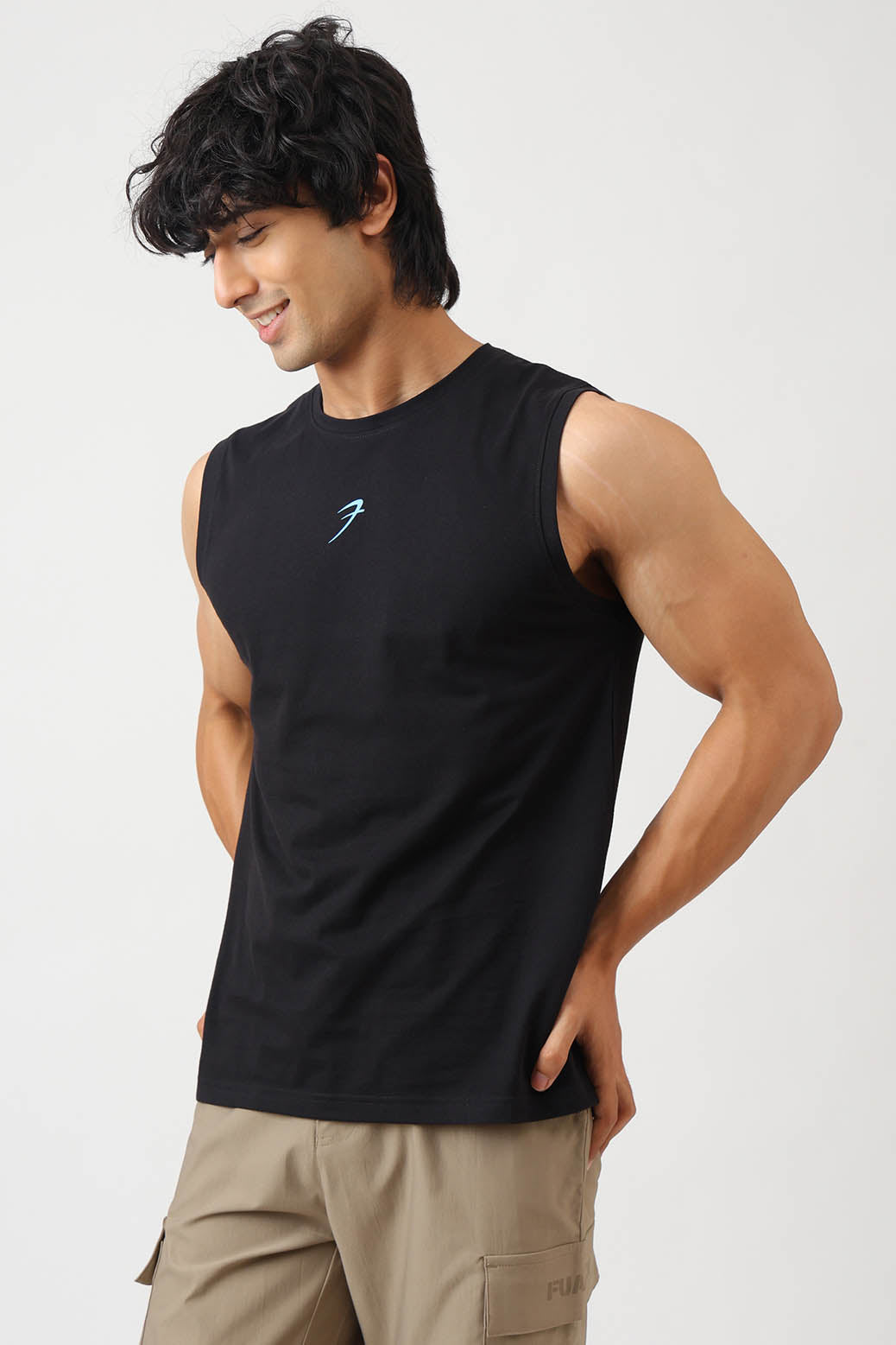 Built Strong Muscle Tank Black/Blue