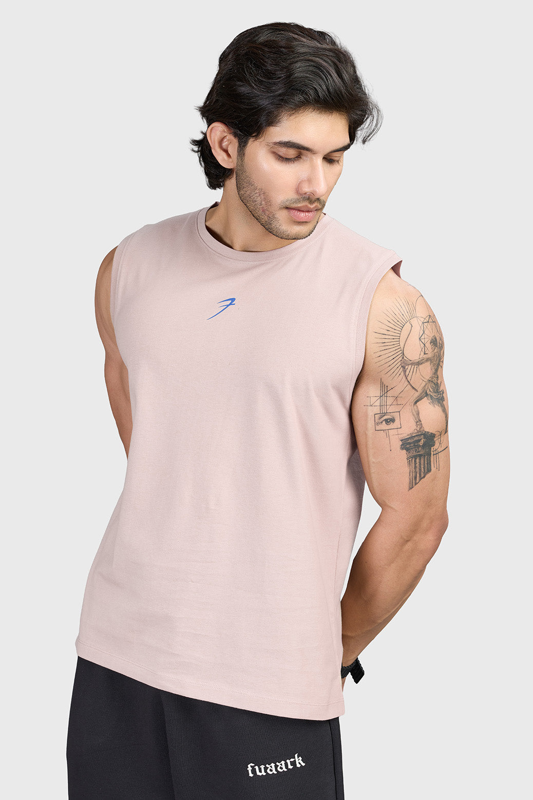 Built Strong Muscle Tank Beige