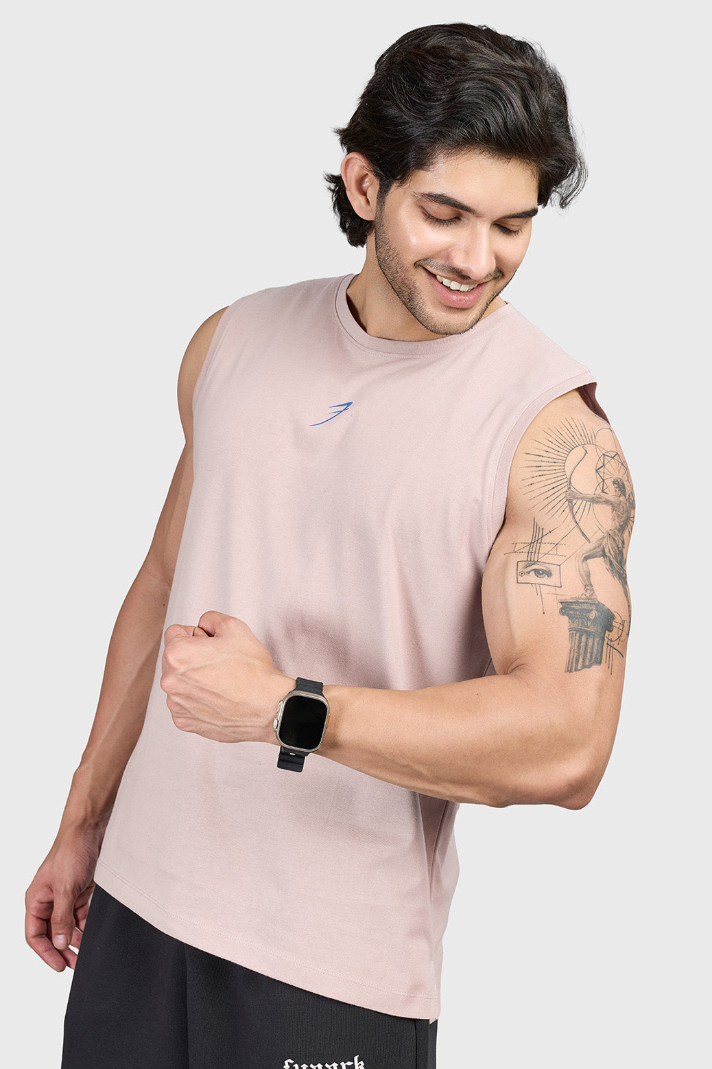 Built Strong Muscle Tank Beige