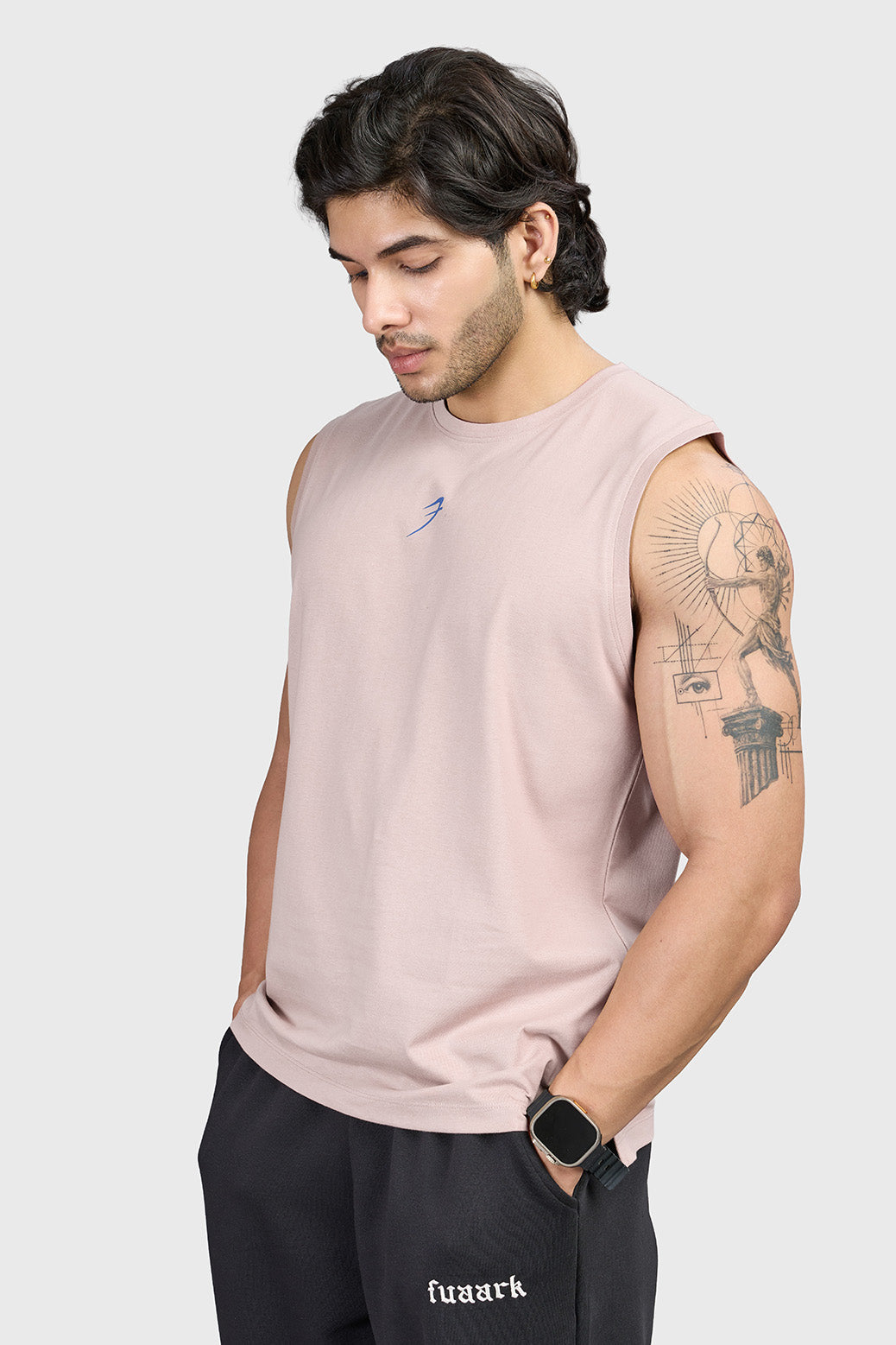 Built Strong Muscle Tank Beige