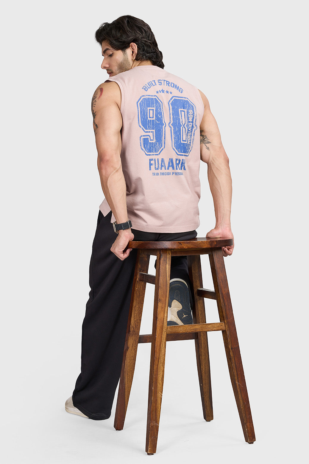 Built Strong Muscle Tank Beige