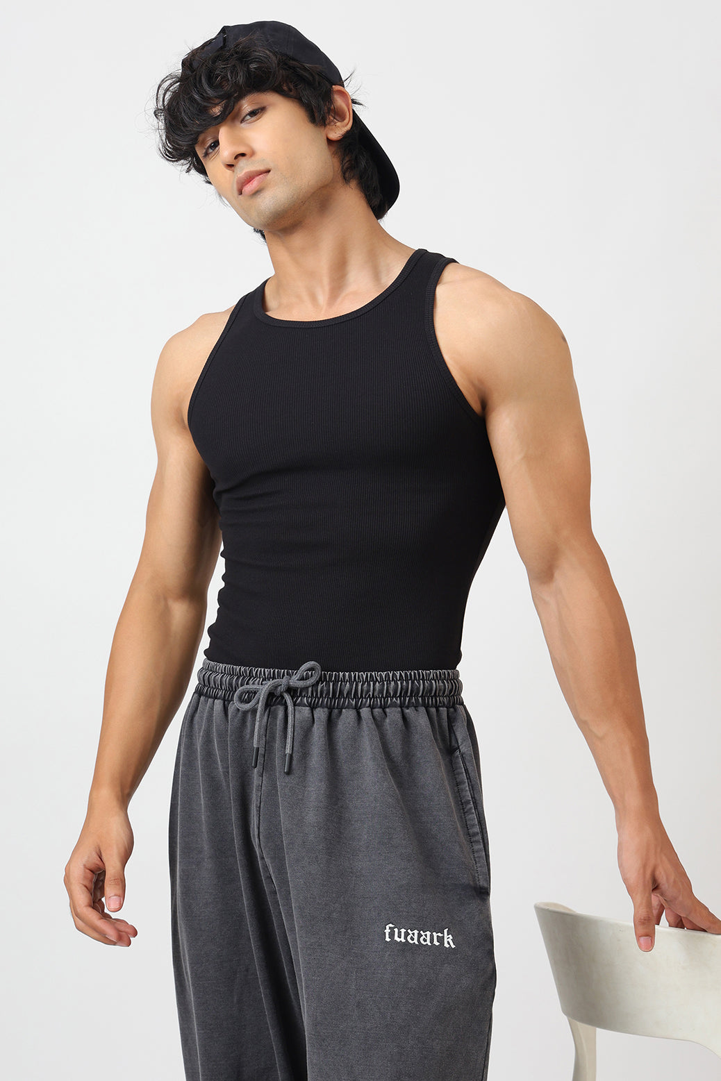 Essential Ribbed Tank Black