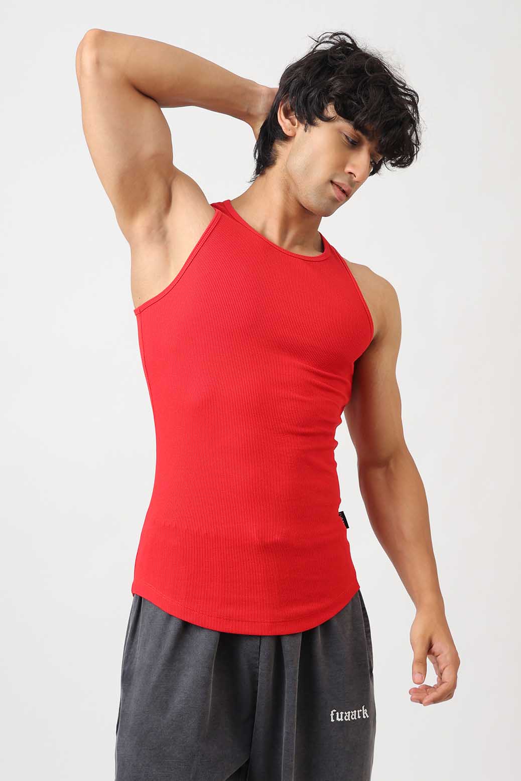 Essential Ribbed Tank Red