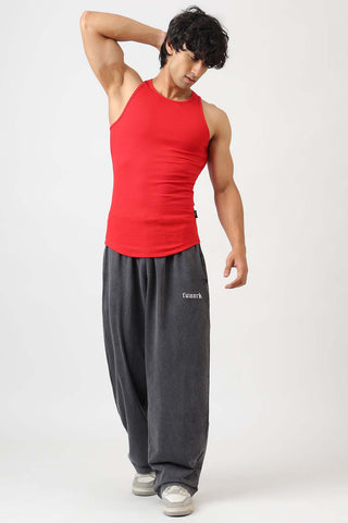 Essential Ribbed Tank Red