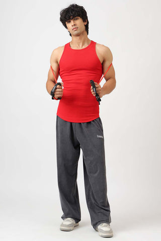 Essential Ribbed Tank Red