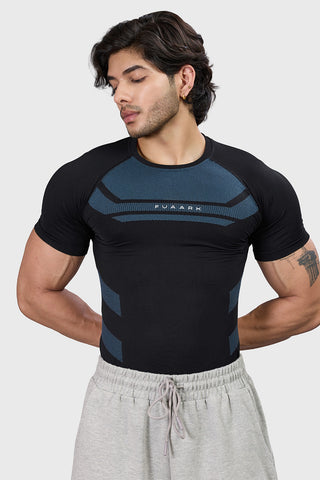Flux Seamless T-shirt Black/Sea Green