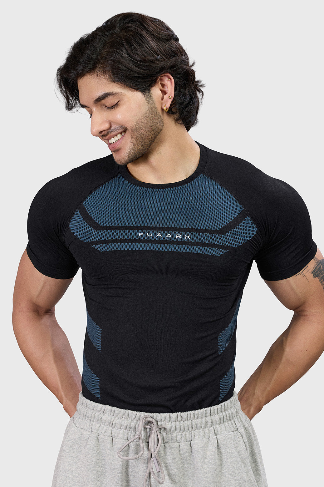 Flux Seamless T-shirt Black/Sea Green