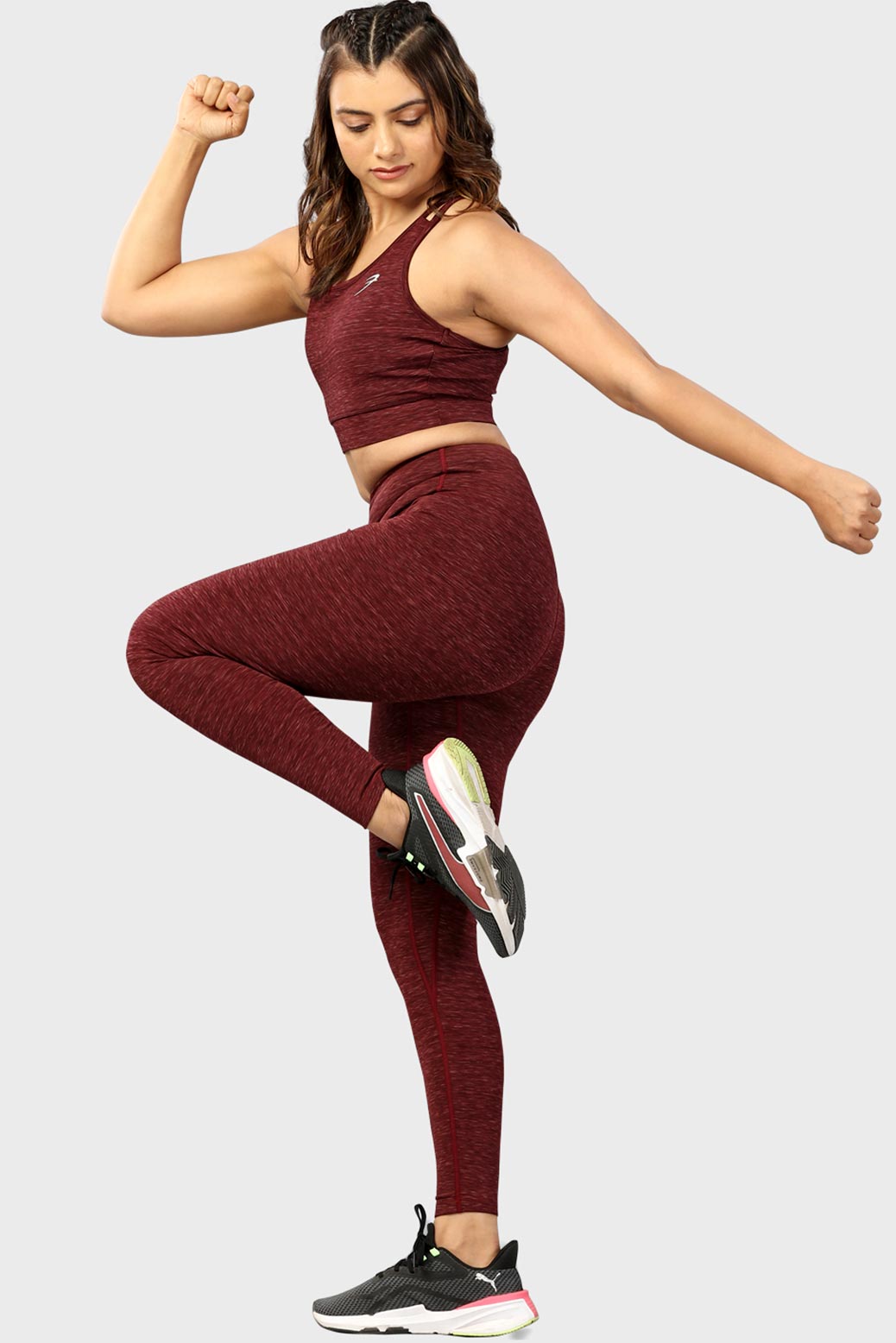 Essential Melange Leggings Maroon