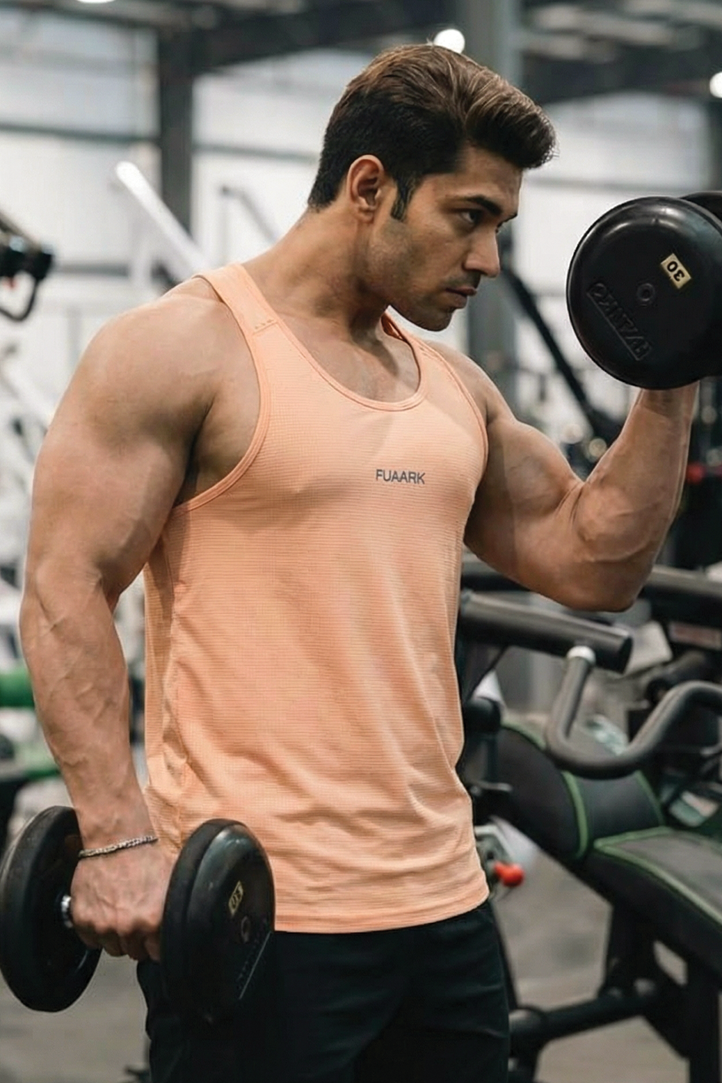 Checks Running Tank Peach